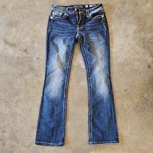 Miss Me Blue Boot Cut Jeans with Vintage Fading